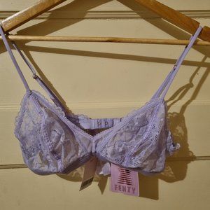 SavageXFenty Floral Lace & Mesh Bralette in Purple Lavender